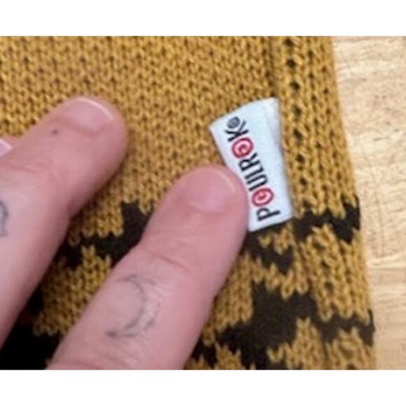 Vintage Poulrok Long Brown & Black Long Button Wool Thick Blend Cardigan SZ L - Picture 11 of 11